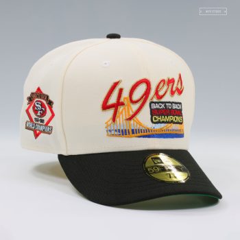 SAN FRANCISCO 49ERS BACK TO BACK SUPER BOWL CHAMPIONS 1988-1989 OFF WHITE NEW ERA FITTED CAP