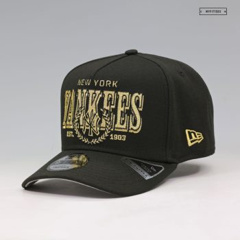 NEW YORK YANKEES THE LAUREL JET BLACK GOLDEN METALLIC 9FIFTY A-FRAME NEW ERA SNAPBACK HAT
