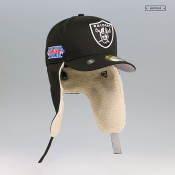LOS ANGELES RAIDERS SUPER BOWL XVIII DABU DOG EAR SHERPA NEW ERA FITTED CAP