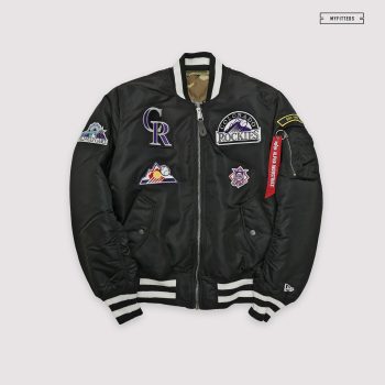 NEW ERA X ALPHA INDUSTRIES COLORADO ROCKIES REVERSIBLE BOMBER JACKET